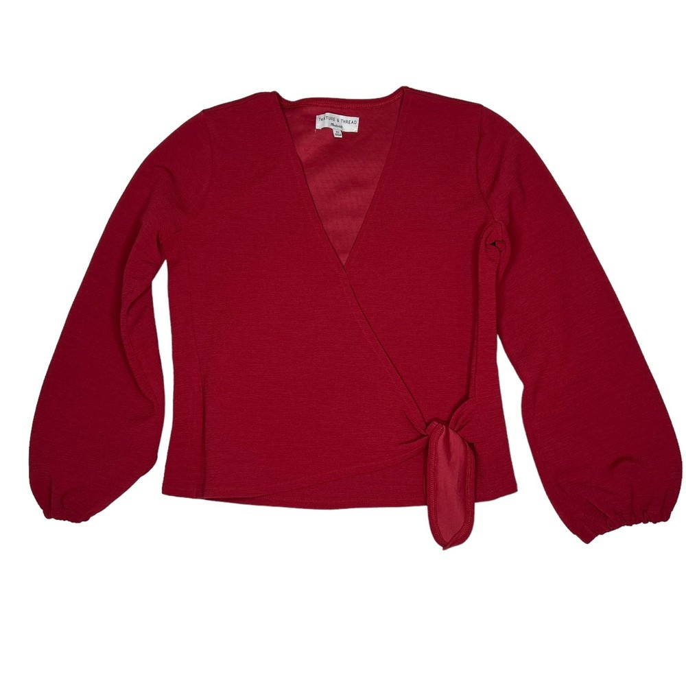 Madewell Red Texture & Thread Wrap Top Size XS